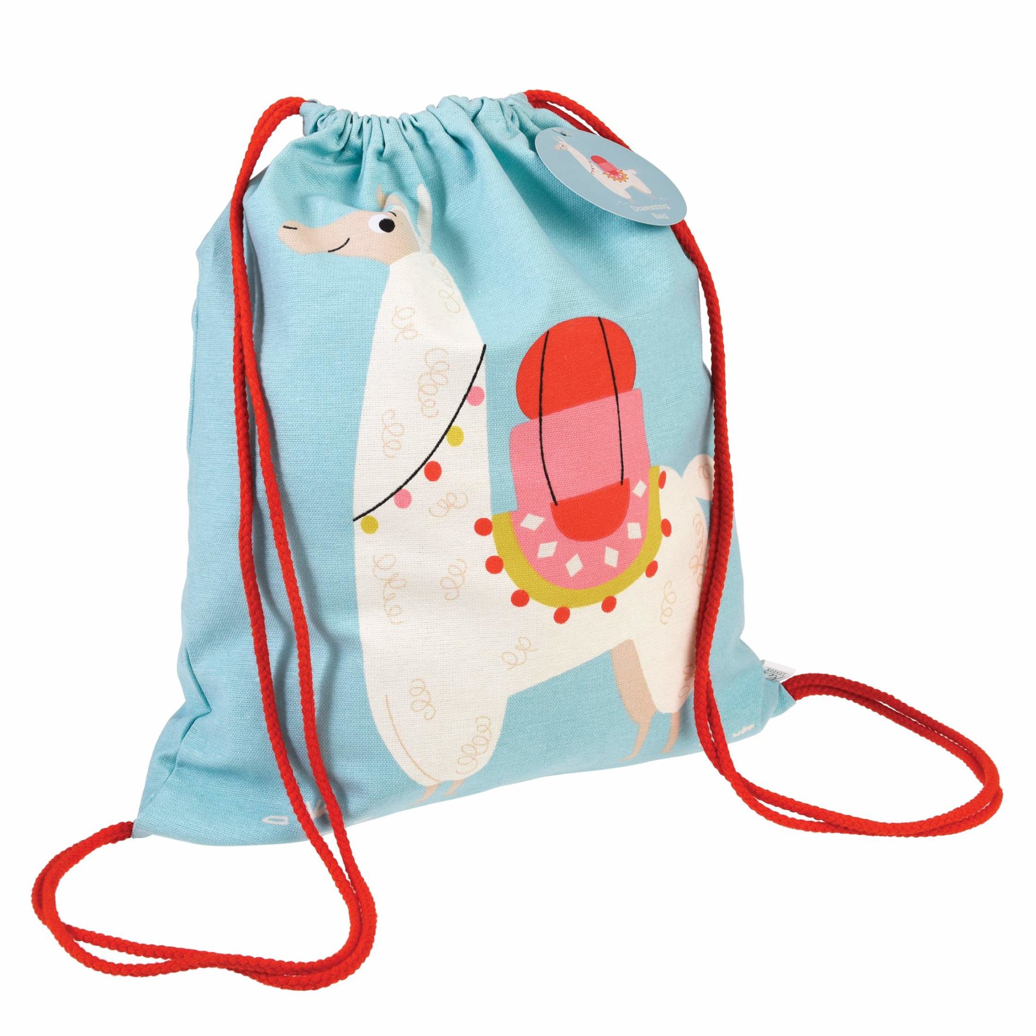 Dolly Llama drawstring bag filled with kit