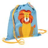 Charlie the Lion Drawstring Bag against white background