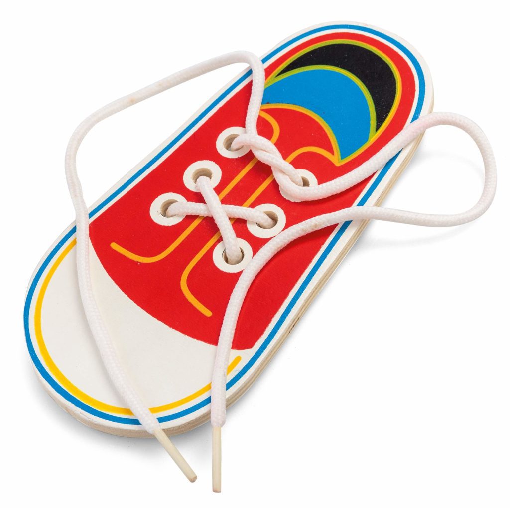 Wooden lacing shoe untied Wooden lacing shoe untied