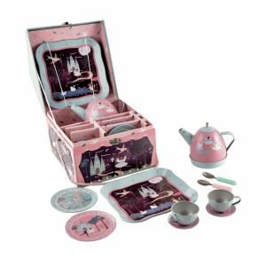 Floss and Rock Enchanted Tea Set laid out in front of case