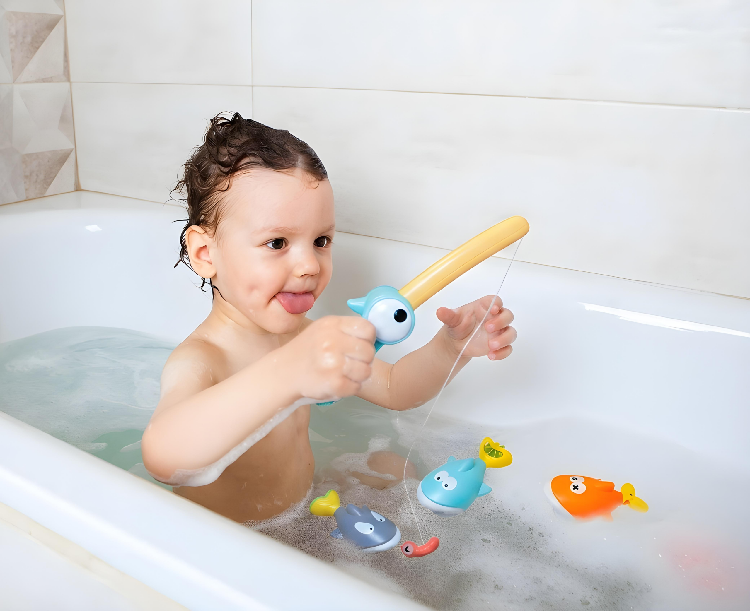 boy catch a fish bath time