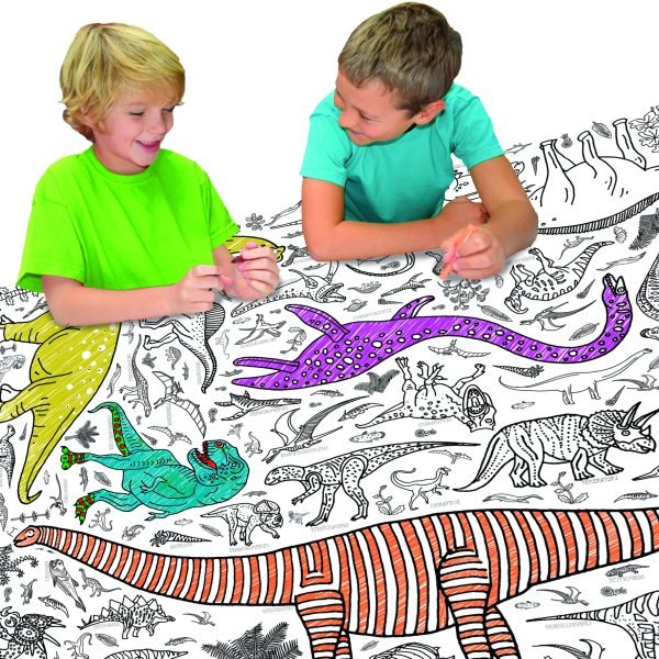colour in tablecloth dinosaurs boys