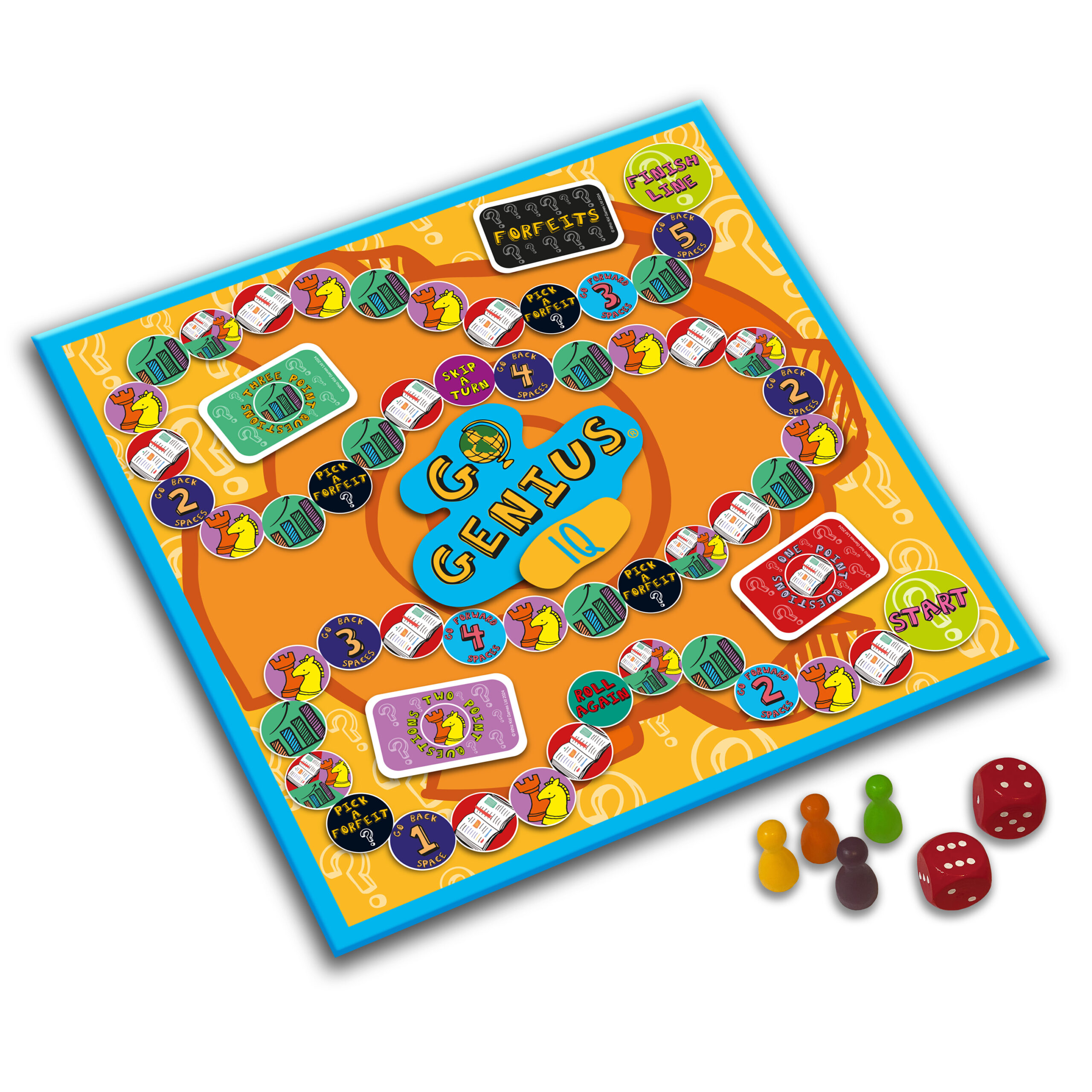 Educational IQ board game with verbal and visual reasoning questions