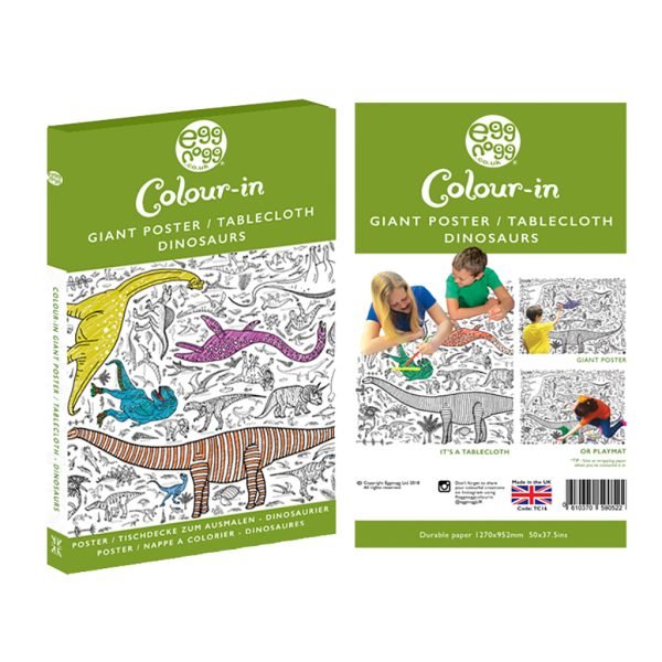 colour in tablecloth dinosaurs