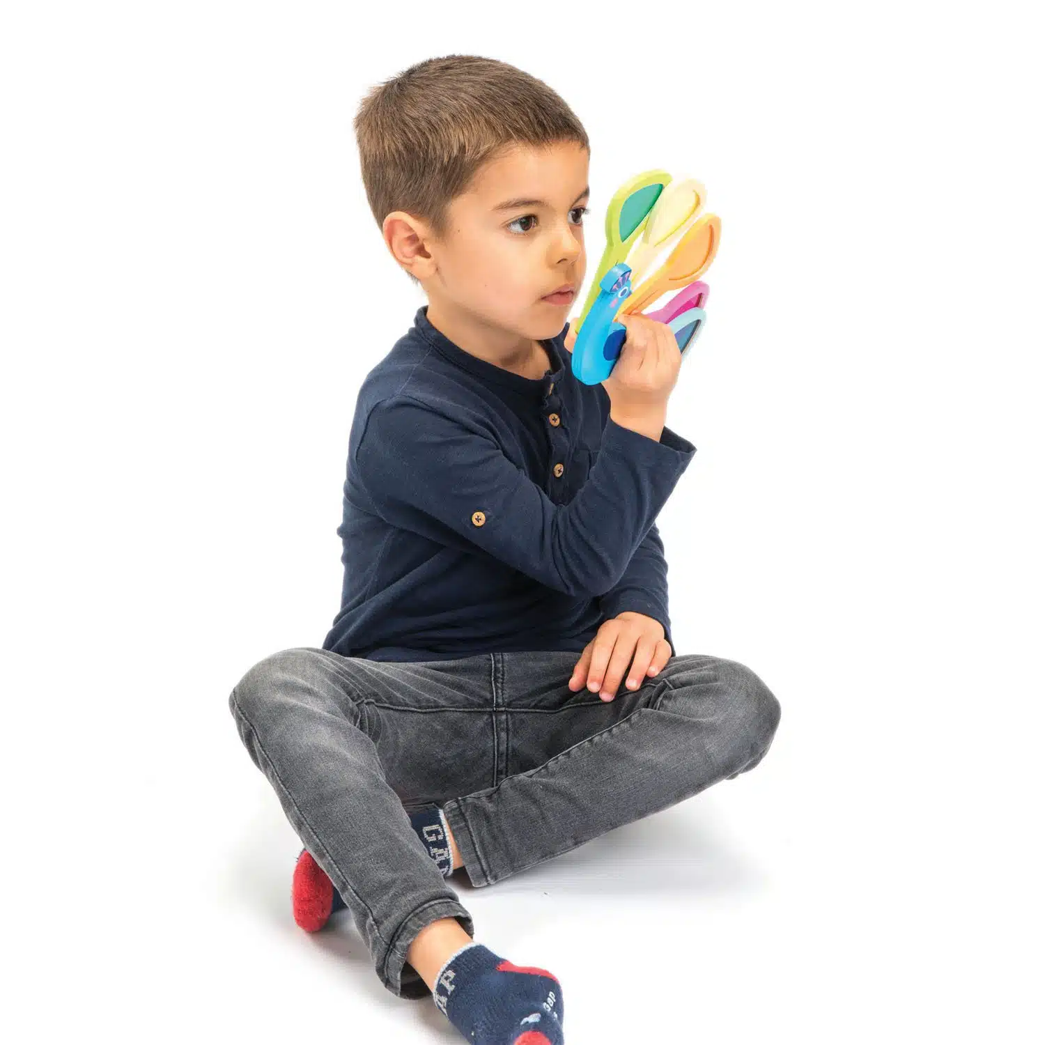 peacock colours with boy discovering colours